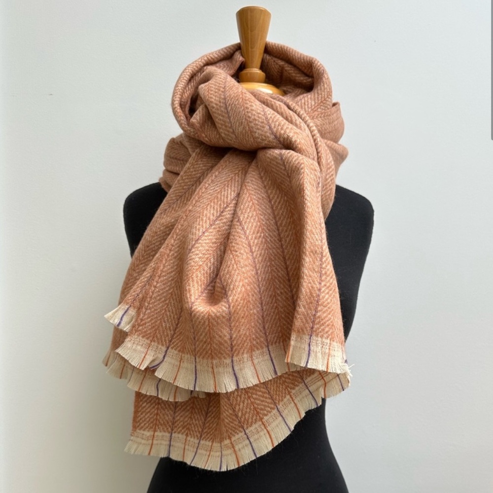 Extra Long Scarf Herringbone Peach